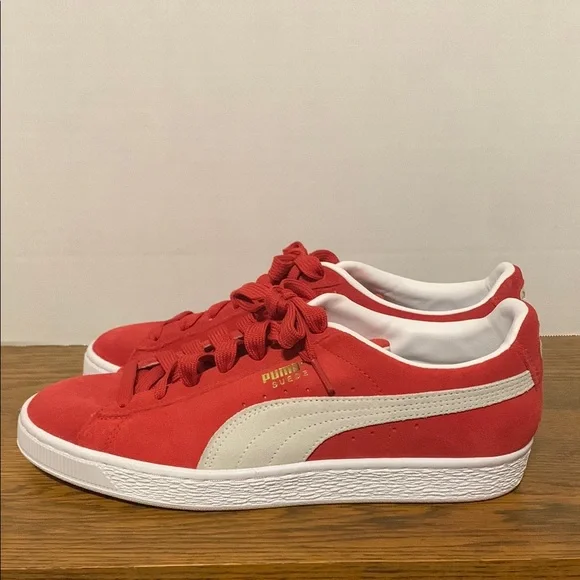 Puma Red and White Suede Sneakers - Picture 6 of 11